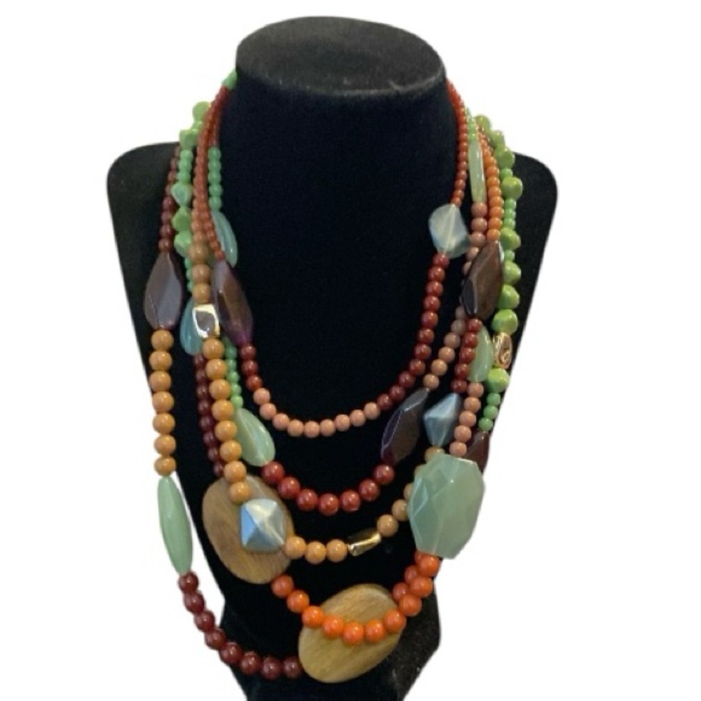 Premier Designs Multicolor Multi- Strand Acrylic Wood Necklace